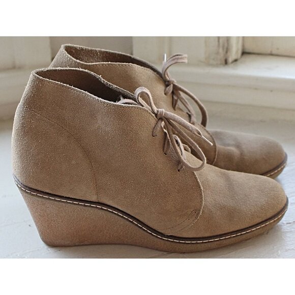J Crew MacAlister Wedge Booties in color Sand, sz 10 - Excellent Condition! - Picture 1 of 9